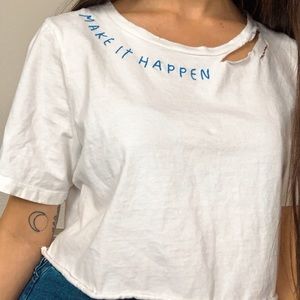 WILD FABLE Make It Happen White Cropped Tee